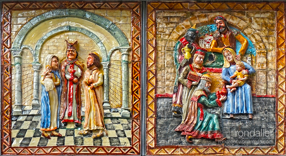 plafons ceràmics amb la infantesa de Jesús. Parròquia Sagrada Família de Cirera. Mataró. Maresme